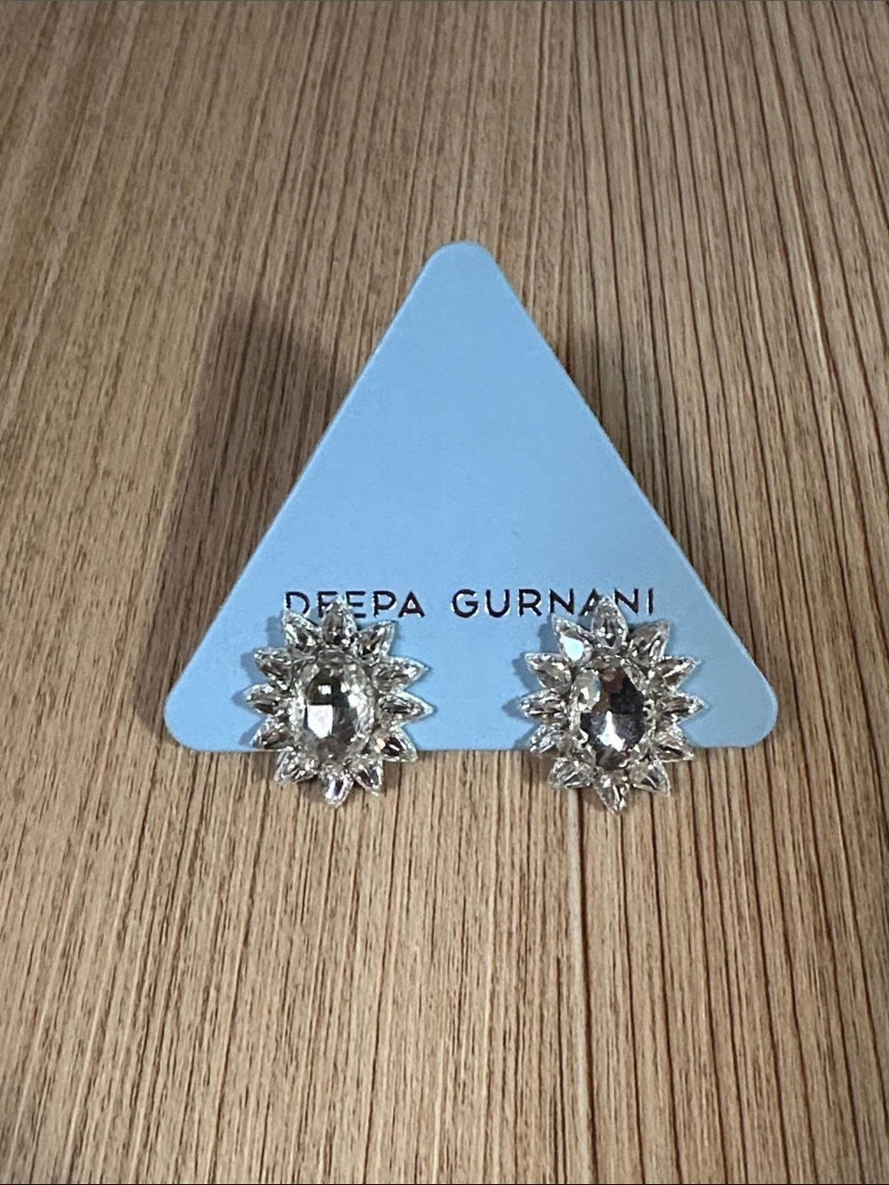Deepa Gurnani Gelina Silver Crystal Stud Earrings